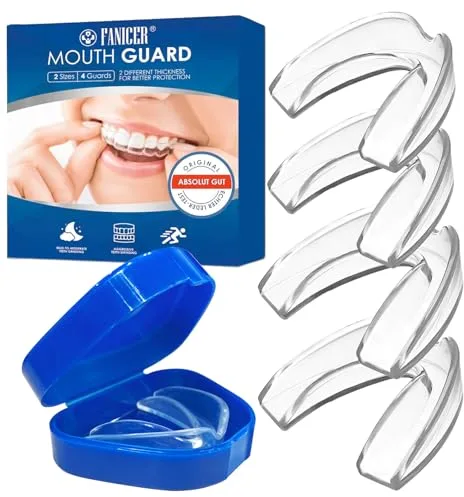 4 Piezas Ferula Descarga Bruxismo, Bruxismo Dental Noche, Férula de Descarga in 2 Tamaños, Protector Bucal para Dormir, Protector Bucal Bruxismo con Caja, Prevenir el Bruxismo y Roncar