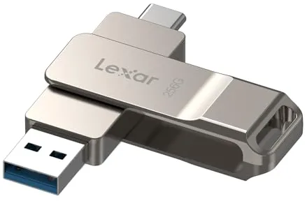 Lexar D40E 256 GB Unidad de Almacenamiento USB 3.2 Gen 1 Type-C Unidad Flash USB-C Carcasa de Metal Diseño Giratorio Unidad Flash USB,Champán Plateado