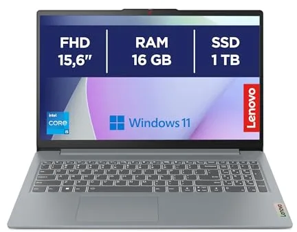 Lenovo IdeaPad Slim 3 Gen 8 - Portátil 15.6" FHD Intel Core i5-13420H, 16 GB RAM, 1 TB SSD, Wi-Fi 6, Win11 Home, Office de Prueba QWERTY Español, Gris - 3 Meses de Xbox Game Pass Incluido