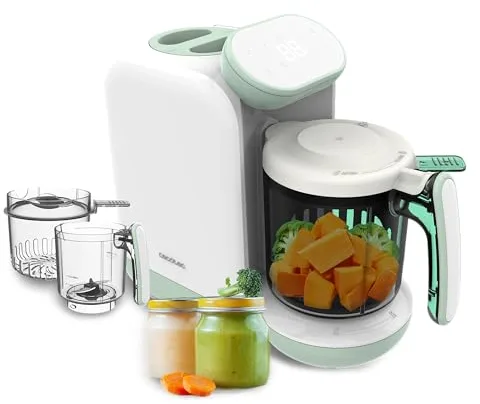 Cecotec Robot de Cocina Bebé, Procesador de Alimentos Nana BabyCare FoodProcessor. Hierve, Tritura, Esteriliza y Calienta Biberones, sin BPA, Apto para Frutas, Verduras y Carnes, Incluye Recetario