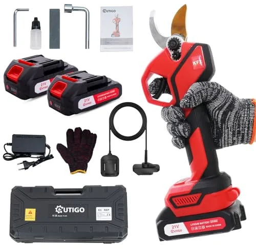 OUTIGO Tijeras de Podar Eléctricas, Tijeras de Podar con Baterías 3000mAh 21v, Tijeras de Poda de 25mm Tijeras de Podar 800W con Motor Brushless para Jardinería, Árboles Frutales, Viñedos