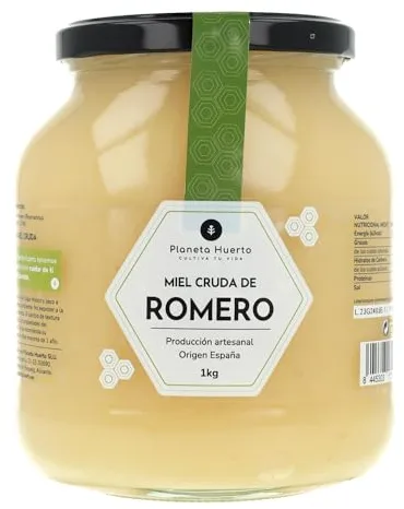PLANETA HUERTO | Miel Cruda de Romero 1 kg, Artesanal Ecológica, Natural y sin Pasteurizar, Origen España - Miel Cruda Rica en Sabor, Fórmula Nutritiva