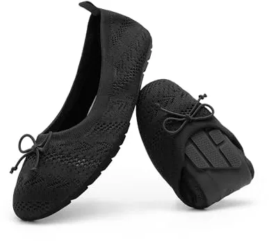 DREAM PAIRS Bailrinas Mujer Zapatos Planos Comoda Tejido Transpirables Plegables,Size 39,Negro,DWUMFA2502