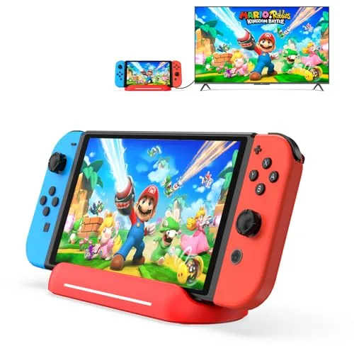 Switch Dock for Nintendo Switch OLED, TV Adapter Switch Docking Station with HDMI USB 3.0 Port Type C Charging Type C Connectors Travel Base Portable USB C Hub Stand