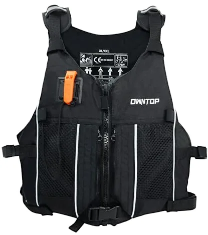 Owntop Chaleco de Ayuda a la Flotabilidad para Adultos y Adolescentes con Mochila de Hidratación, Silbato y Bolsillos, Chaleco de Natación Ajustable - Ideale para Kayak, Paddleboard, Pesca, Sup