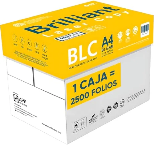 Mundo Home Folios a4 80gr 500 Hojas por Paquete (5 por Caja) - Papel Impresora A4 Multiusos - Hojas Blancas A4 Fotocopiadora - Paquete de Folios Paper - Ideal Imprimir y Escribir (2500, 1 Caja)