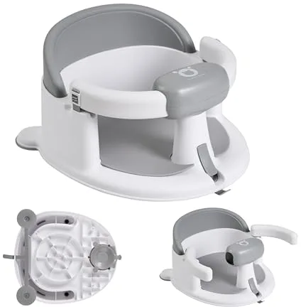 Buddy Baby - Asiento de Baño AquaBebe - Desde 6 meses - Base antideslizante 3 ventosas - Barrera antivuelco - Abertura para fácil colocación - Plancha antideslizante flexible - Ideal ducha y bañera