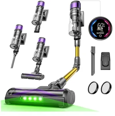 Ultenic U20 Aspiradora sin Cable 55Kpa/55Min, Cepillo Anti-Enredo Mejorado, Aspirador Escoba con Brazo Flexible, Limpieza Ultraprofunda Bajo Muebles sin Agacharse, para Alfombra/Pelo de Mascotas