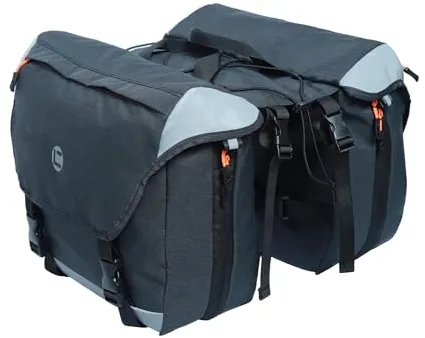 HOMPER Bolsa de alforja doble para bicicleta, 25L-35L de gran capacidad con rayas reflectantes para asiento trasero de bicicleta