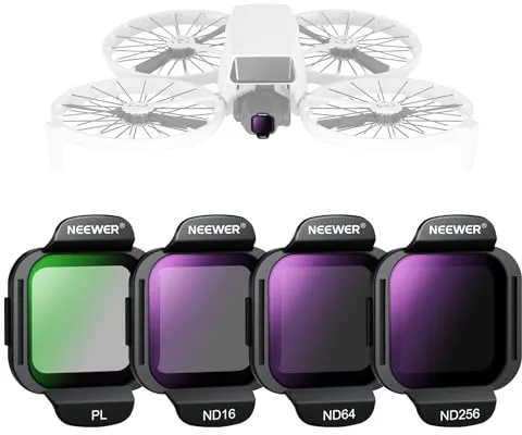 NEEWER Filtros ND Set Compatible con dji Flip Drone (Paquete de 4), ND16 ND64 ND256 PL Snap On Multicoated HD Vidrio Optico Densidad Neutra Kit Accesorios Filtro Lente Polarizador Circular, FL-N33