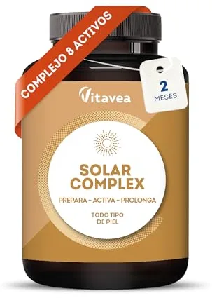 Bronceado Natural y Uniforme – Cápsulas Autobronceadoras y Acelerador del Bronceado – Con Betacaroteno, Licopeno, Cobre y Aceite de Borraja – Para Todo Tipo de Piel – 60 Cápsulas – Vitavea