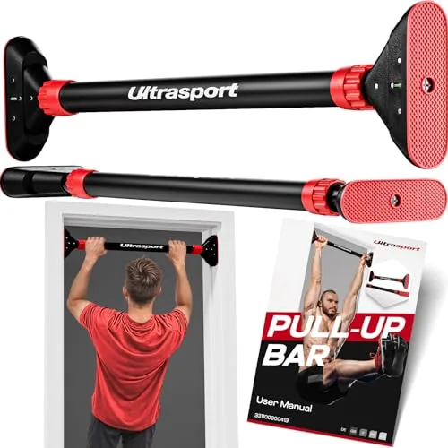 Ultrasport Barra de dominadas para colgar sin taladrar hasta 200 kg - Barra de dominadas para puerta, barra de dominadas para dominadas