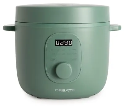 CREATE/RICE COOKER STUDIO/Arrocera eléctrica multifunción 3L verde sage/Programable hasta 24h. con cesta vaporera. prepara tartas. guisos o sopas. función de mantener el calor. 600W