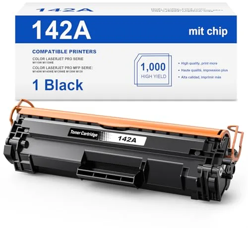 Toner 142A con Chip Compatible con HP 142A W1420A Toner 142X W1420X para HP LaserJet MFP M140w M110w M110 M140 MFP M139w M139 (1X W1420A Negro)
