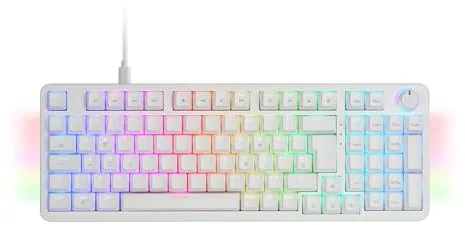 Mars Gaming MKPRO, Español, Teclado Mecánico Gaming Completo, RGB Chroma, Switches Hot-Swap Mecánicos, Antighosting, Rueda de Control, Software, Multiplataforma, Switch Azul, Blanco