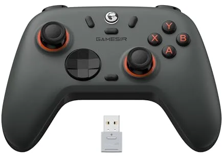 GameSir Nova Lite 2 Mando inalámbrico para con joysticks y gatillos de efecto Hall, 2.4G y con cable 1000Hz Polling Rate, Turbo, PC GamePad Compatible con PC/Switch/Steam/iOS/Android (gris)