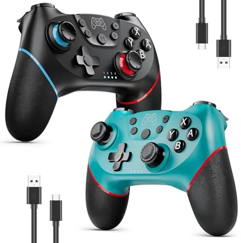 ETPARK 2 PCS Mando Switch Inalámbrico, Mandos Switch para Switc.h/Switc.h 2/Lite/OLED, Mand.o Pro Switc.h con Función Wake, Switc.h Controller con Joystick Hall,Gyro Axis/Turbo/Doble Vibración