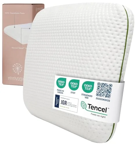 MIMUSELINA Almohada Infantil Viscoelástica 60x40x6 | Memory Foam Transpirable para Niños | Cojines pequeños Suaves, Ergonómicos y Antisofocos | Funda Tencel Hipoalergénica, Extraíble y Lavable