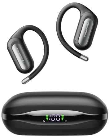 truefree DS1 Auriculares Inalámbricos, Audífonos Abiertos Bluetooth 6.0, Sonido Espacial, 4 Micrófonos para Llamadas, 40H de Reproducción, Carga Rápida, Conexión Multipunto, Resistencia al Agua IPX5
