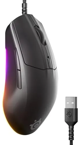 SteelSeries Rival 3 Gen 2 - Raton Gaming - Sensor óptico TrueMove Core de 8500 dpi - Durabilidad de 60 M de clics - Baja latencia - 77g de Peso - Deslizadores 100% PTFE - RGB - Negro