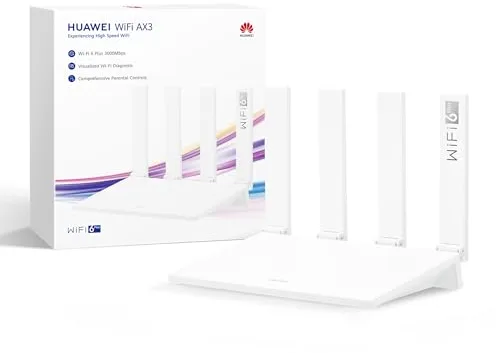 HUAWEI AX3 New Enrutador, Wi-Fi 6 Plus de Banda Dual de 3000 Mbps, 4 Puertos GE WAN/LAN Adaptables Automáticamente, Amplia Cobertura, Diagnóstico Visualizado, Idóneo para Juegos Xbox/PS5/Steam y 8K