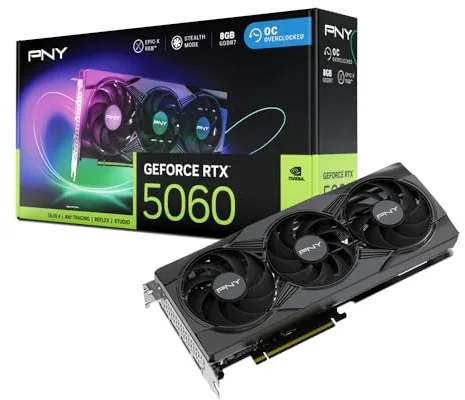 PNY Tarjeta Gráfica GEFORCE RTX™ 5060 8GB ARGB Overclocked Triple Fan DLSS 4