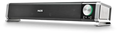 NGS SB500 - BT - Barra de Sonido Inalámbrica, Bluetooth 20W para PC, TV, Smartphone o Tablet, Estéreo, Alimentación USB, Jack 3.5 mm, Entrada Micrófono, Salida Auriculares, Plug & Play, Compacto