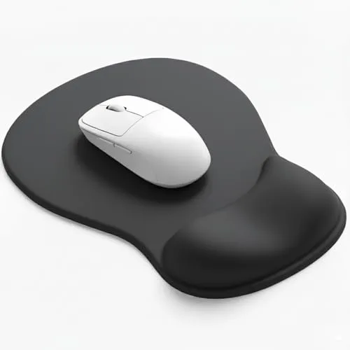 Giecy Alfombrilla Ratón Reposamuñecas de Gel, Mouse Pad Ergonómica de Tela Suave y Diseño Curvo Elevado para Hogar y Gaming (Negro Liso)