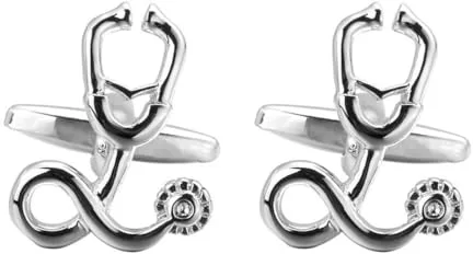 FOMIYES Gemelos Diseño De Estetoscopio Para Manga Plateados Para Para Eventos Formales y Negocios