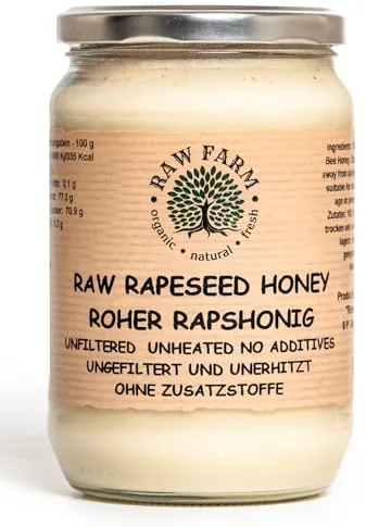 Raw Farm - Miel cruda pura de colza - 900 g - sin filtrar, sin calentar, sin pasteurizar, de origen único, directamente de las colmenas Raw Farm