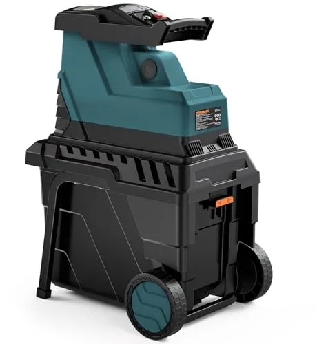 DOVAMAN GT10 Trituradora de Ramas, Motor 2800W sin Escobillas, Rodillo de 8 Dientes, Hasta 45mm, Caja 55L, Silenciosa, Ideal para Jardines - con Protección de Sobrecarga