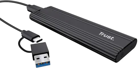 Trust Carcasa SSD M.2 NVMe USB-C 10Gbps, Caja Disco Duro Externo SSD 4TB, Compatible con 2230 2242 2260 2280 FAT32/NTFS/EXT4/exFAT/APFS, Enclosure Funda Adaptador Portatil M / M & B Key