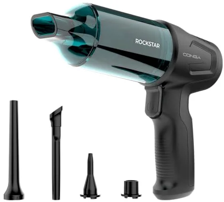 Cecotec Aspiradora de Mano sin Cable Motor BLDC Conga Rockstar Micro Hand. 80W, Potencia de Succión 12kPa, Función de Aspirado y Soplado, 2 Modos, Autonomía 25mins, Kit de Accesorios