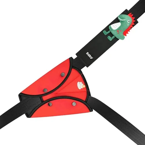 URAQT Almohadillas Cinturon Set,Protector Cinturon Coche Niños,Desmontable Protector Cinturon Coche Niños,Almohadillas Cinturon Set Niños,Almohadillas para Cinturón de Seguridad de Viaje(Dinosaurio)