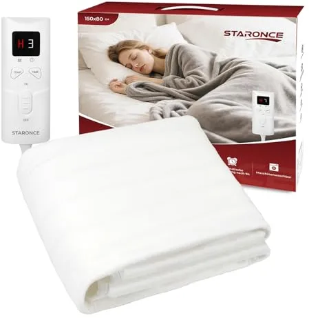 Manta Electrica 150x80 cm, Calefacción de 10 Niveles, Lavable a Máquina, Apagado Automático y Protección de Sobrecarga, Manta Térmica para Cama Individual, Sofá, Oficina, Colchón