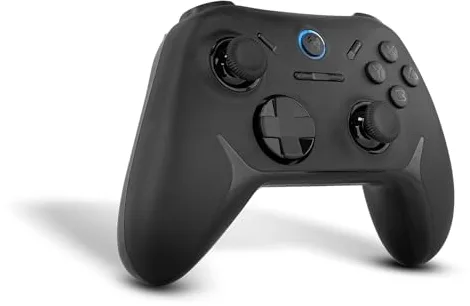 KROM KADOER— Mando Inalámbrico Bluetooth 5.0, 15 Botones, 4 niveles de Vibración dual, 187 gramos, Indicador LED nivel batería, Compatible con PC/Switch/Switch 2/iOS/Android, Negro