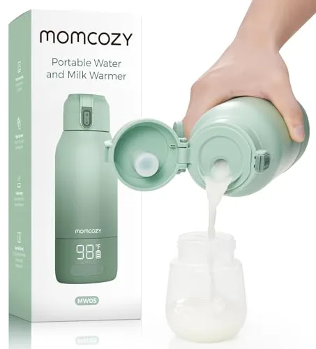 Momcozy calienta biberones portátil para viaje, 2 modos para leche materna y agua, calentamiento rápido en 3 min, calentador de biberones con batería recargable, capacidad 500 ml