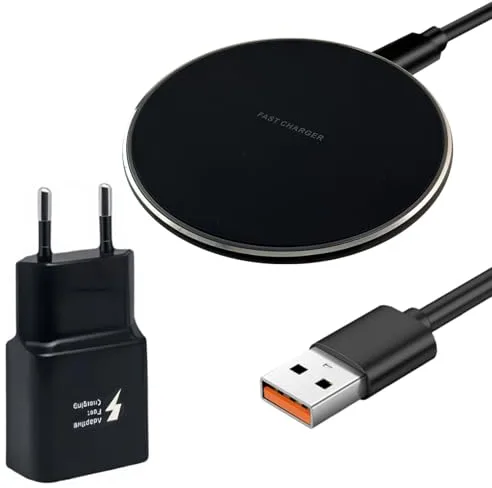 Cargador 30W Inalámbrico Rápido Qi compatible con iPhone 17/16/15/14/13/12/11, compatible con Samsung Galaxy S25/S24/S23/S22/S21, para Xiaomi, Huawei, Base de Carga Qi Cable USB-C y Adaptador Incluido