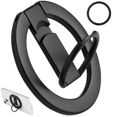 Soporte Anillo Magnético para Móvil Sistema Magnético del para iPhone con Doble Bisagra, Rotación 360°, Agarre Fuerte Compatible con iPhone 17/16/15/14/13/12 Pro MAX y Android con Anillo Metálico