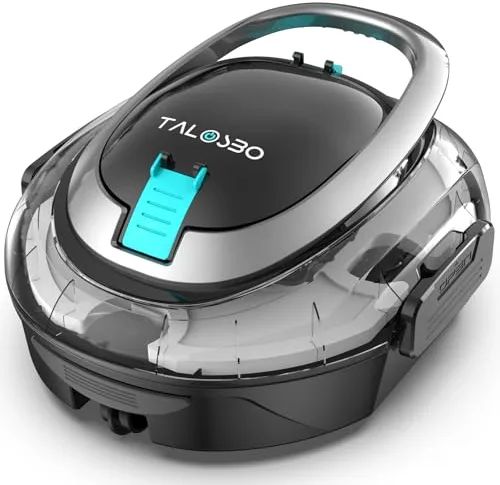 (2026 Upgrade) TALOSBO S2 Robot Piscina,Doble Filtración, Doble Motor Robot Limpiafondos Piscina Sin Cable, 90 Min Autonomía, Autoaparcable, para Piscinas de Fondo Plano 80 m²