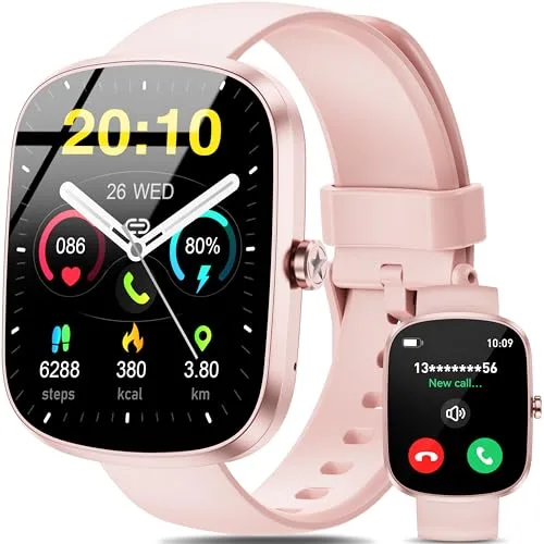 OUKITEL Reloj Inteligente Mujer Rosa, 1.91" HD Digital Smartwatch Mujer con Llamadas, Fitness Tracker con 140+ Deportivo Modos, Pulsómetro/Monitor de Sueño/Podómetro, Sumergible para Android/iOS