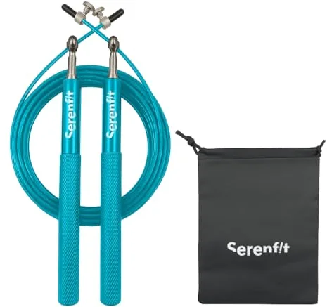 Comba para Saltar Ajustable Cross Training – Cuerda de Saltar/Cuerda para Saltar Cross Training para Fitness y Boxeo – Comba de saltar Boxeo para Entrenamiento HIIT, Cardio y Agilidad (Azul)