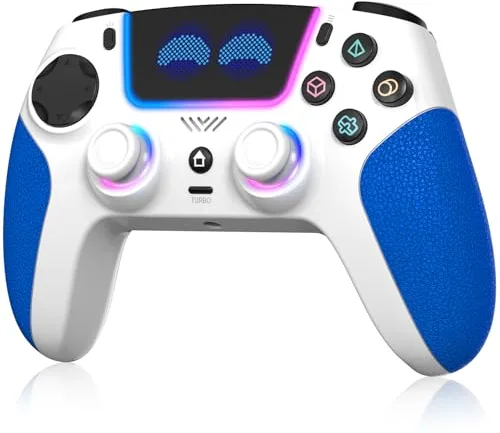 SFGSUP Mando Inalámbrico para PS5/PC/MAC/iOS/Android/Steam Deck, con Joystick&Gatillo Effect Hall/Iluminación RGB 8 Colores/Turbo/Doble Vibración/Programable/Conector para Auriculares/Batería 1500 mAh